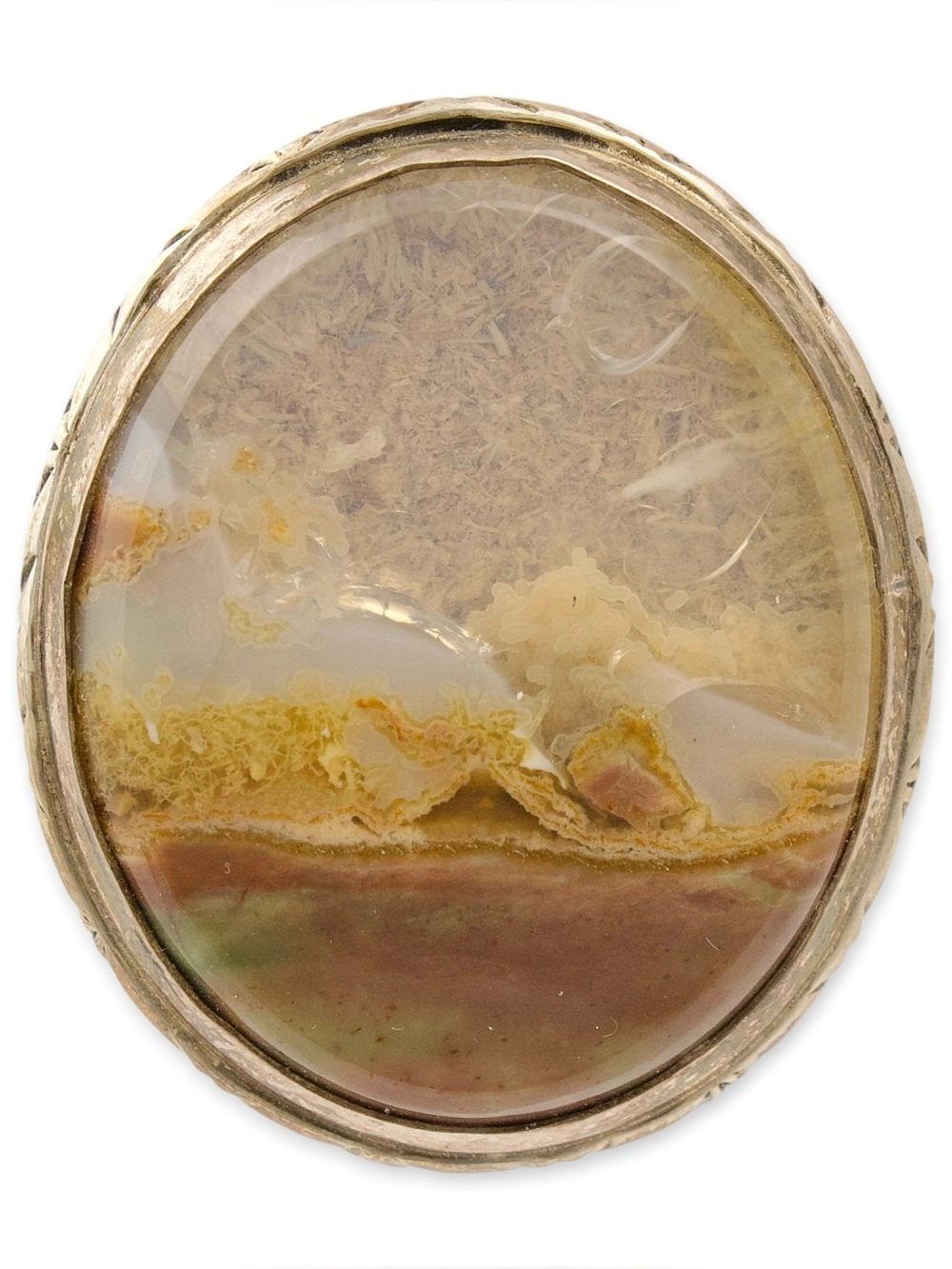 Vintage Landscape Agate Sterling Silver Pendant and Brooch